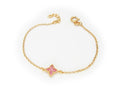 Fronay 402422P 6.5 in. Flamingo Pink Flower Crystal Bracelet in 925 St