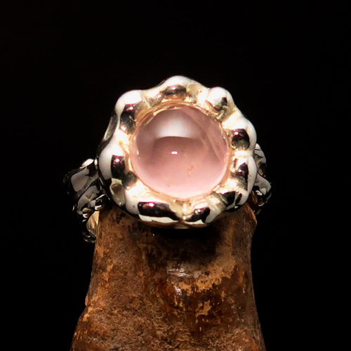 Rose Quartz Ring, Artwork Ring, Sterling Silver Ring, pink Rose